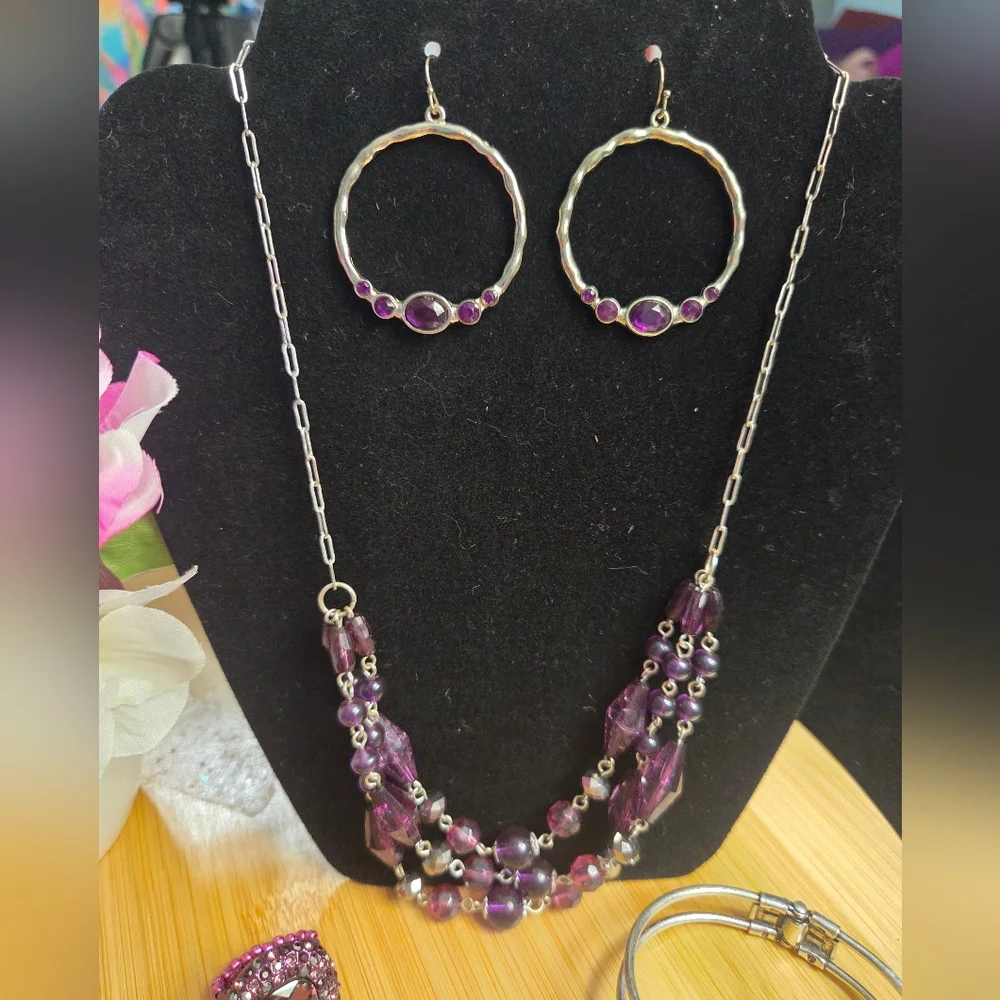 🌟BOGO Free🌟Elegant Purple & Silver Jewelry Set - Picture 2 of 7